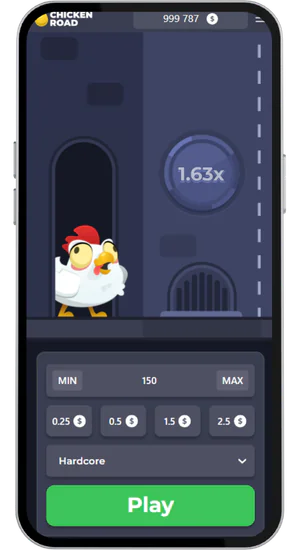 Chicken Road Hardcore-modus met actieve multiplier op mobiele app