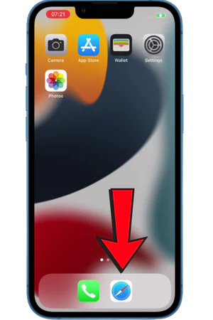 Safari-pictogram in iPhone-dock voor openen van Chicken Road app