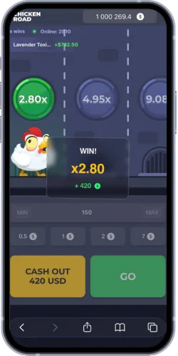 Winst van x2,80 in de Chicken Road demo na een geslaagde cash out